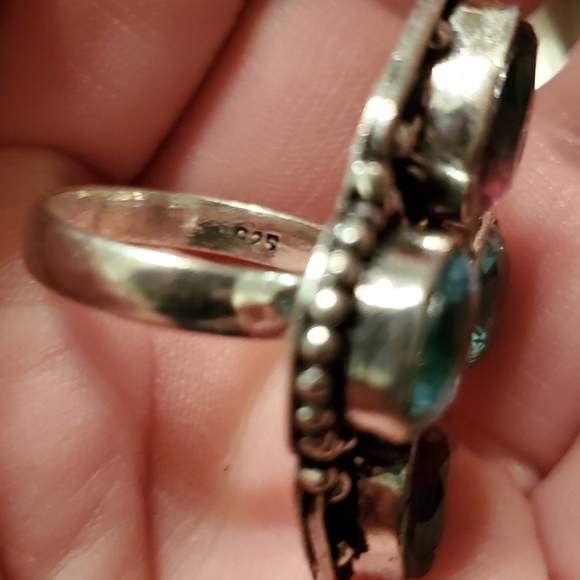 New Blue Topaz & Bi-Color Tourmaline 925 Silver Ring. - Picture 8 of 8